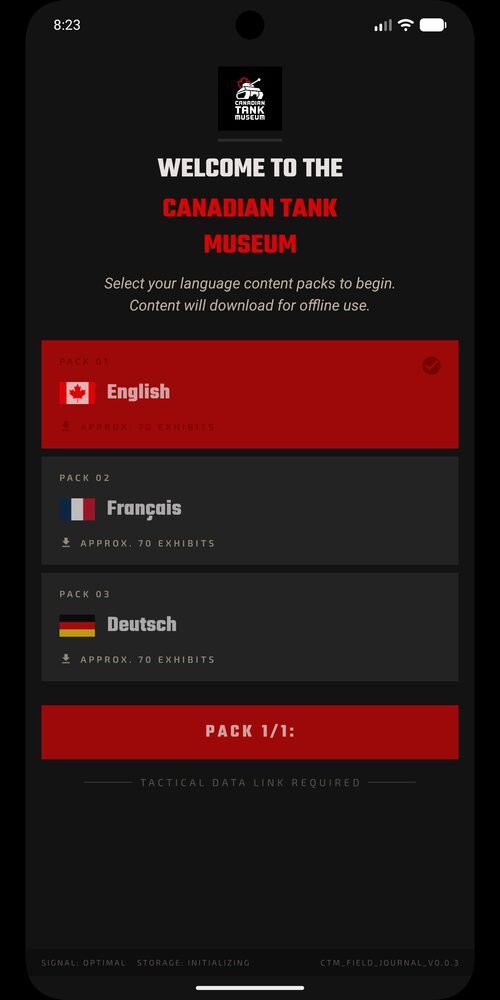 Canadian Tank Museum app screen