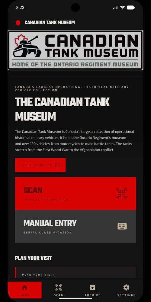Canadian Tank Museum app screen