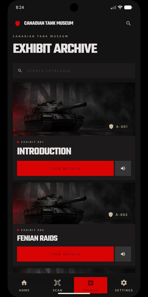 Canadian Tank Museum app screen