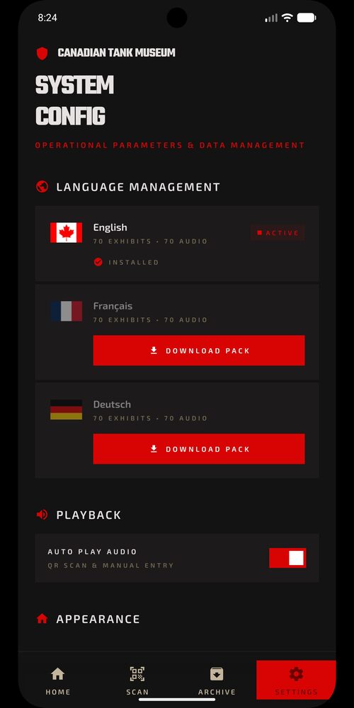 Canadian Tank Museum app screen